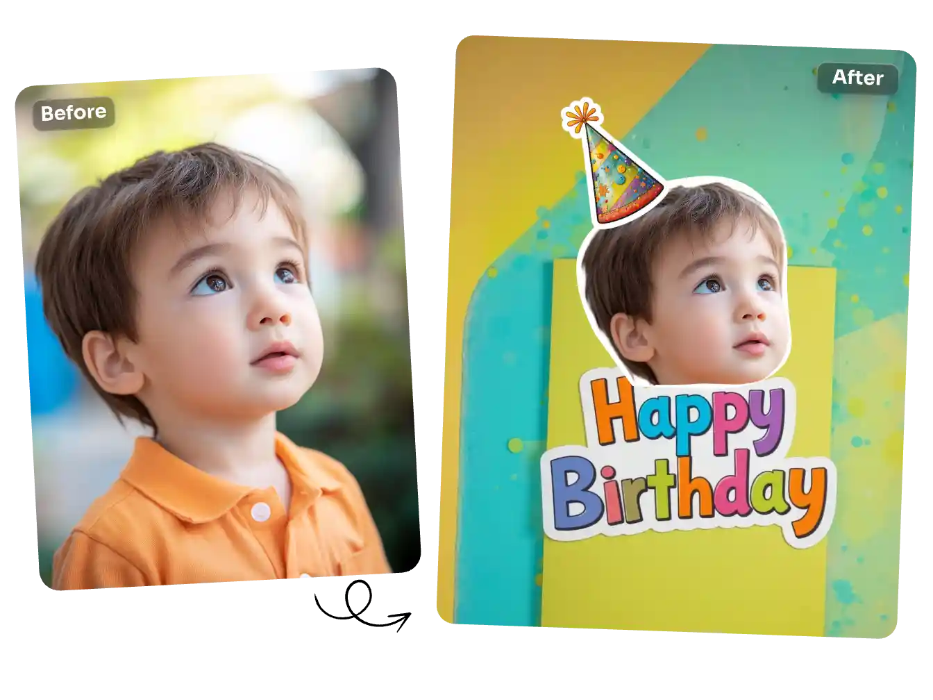 cutout the boy face and use it for a birthday invitation