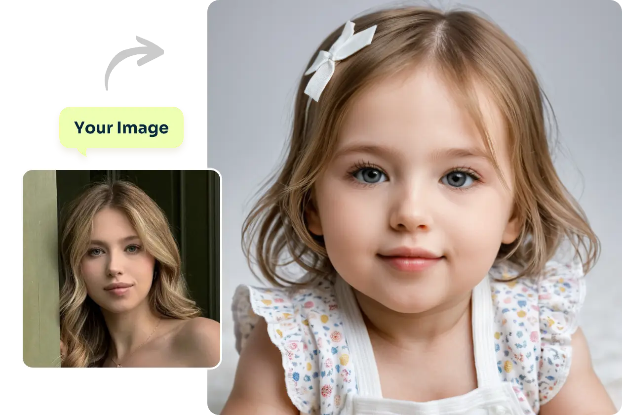 generate a female's future baby image using AI Ease free baby generator