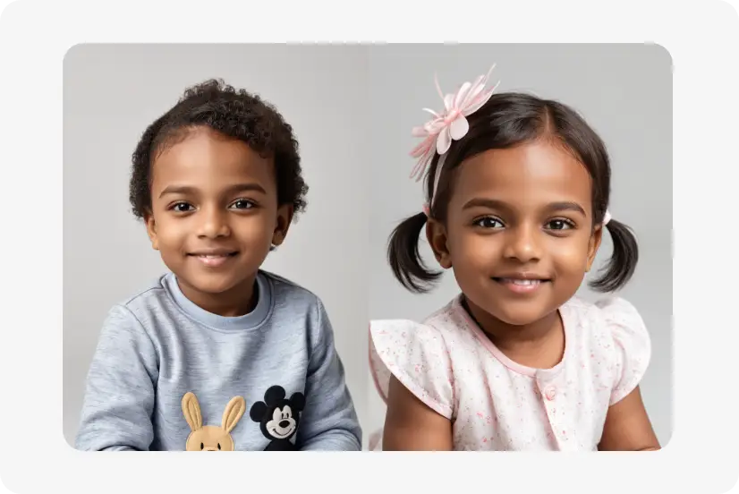 generate the AI baby boy and girl image in AI Ease