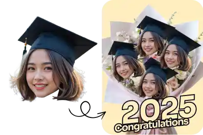 get a graduation face cutout and make a photo flower