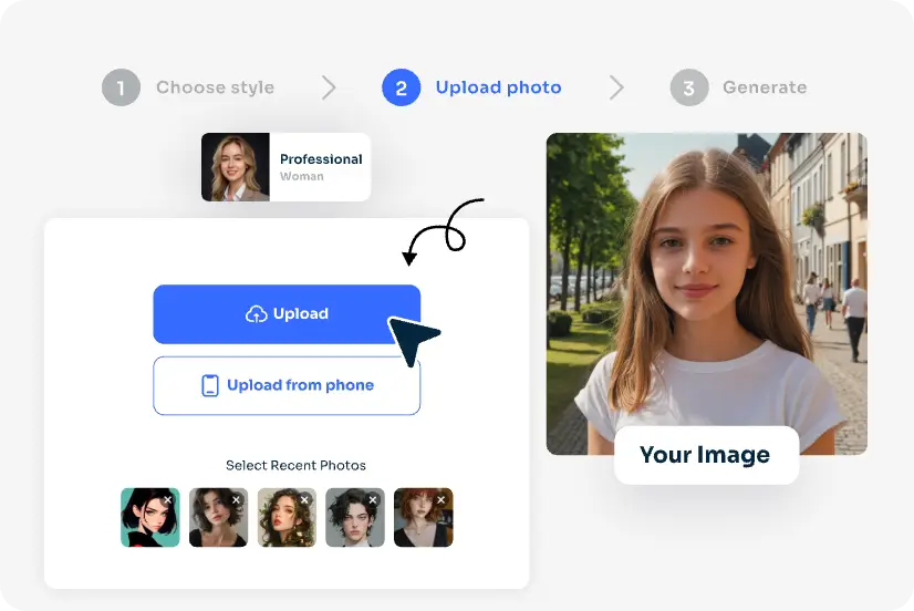 upload frontal selfie into the AI Ease free AI headshot generator tool