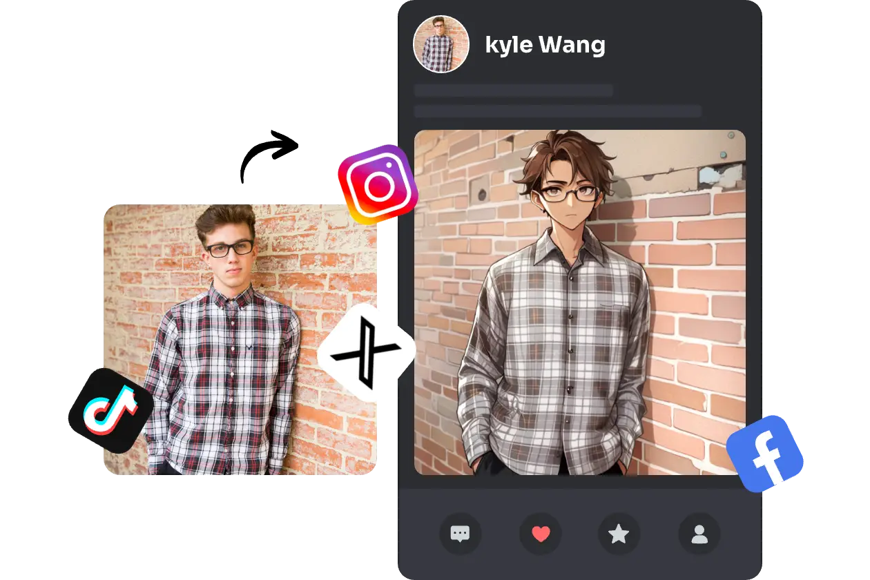 post an anime portrait on instagram facebook and twitter