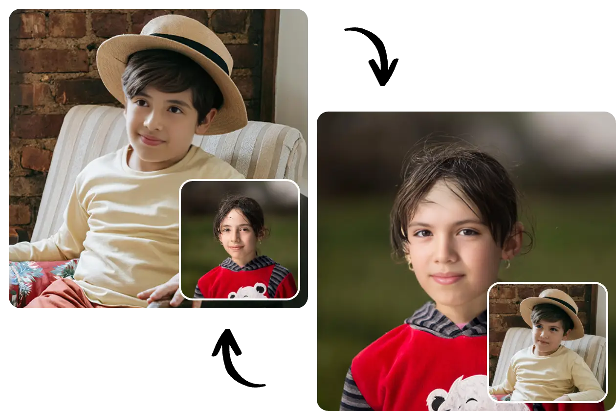 swap boy face with girl in AI Ease online face swapper