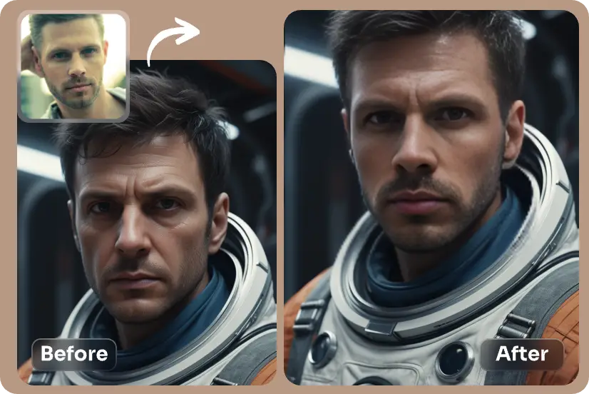 swap face with the ai generated astronauts in AI Ease