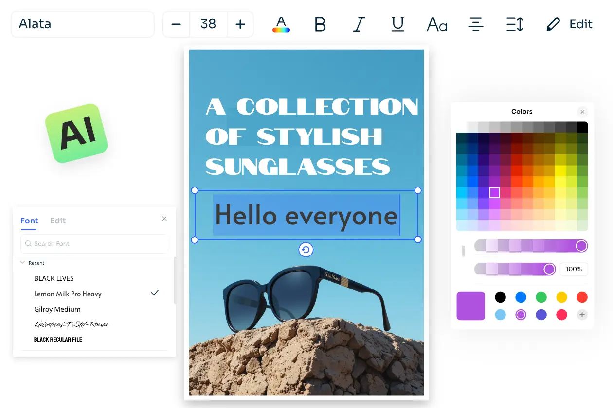 add stylish text on ai generated poster with ai ease photo editor