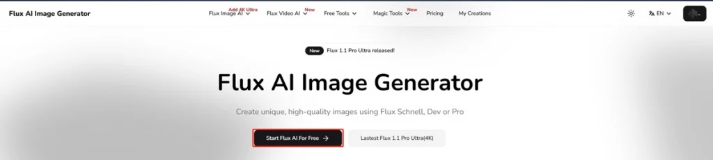 Click Start Flux AI For Free