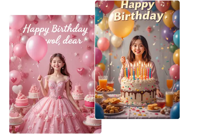 two ai generated birthday posters