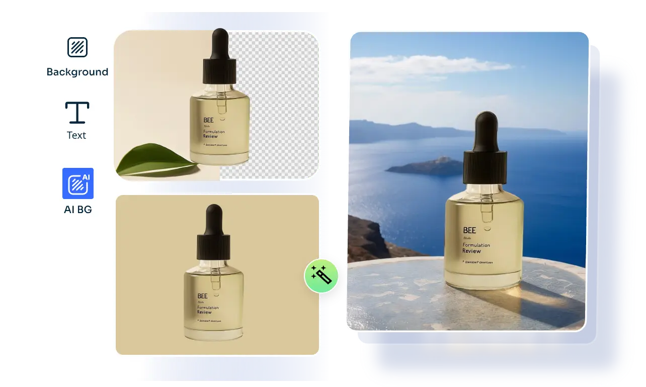 remove and replace product image background and add shadow to product image in AI Ease
