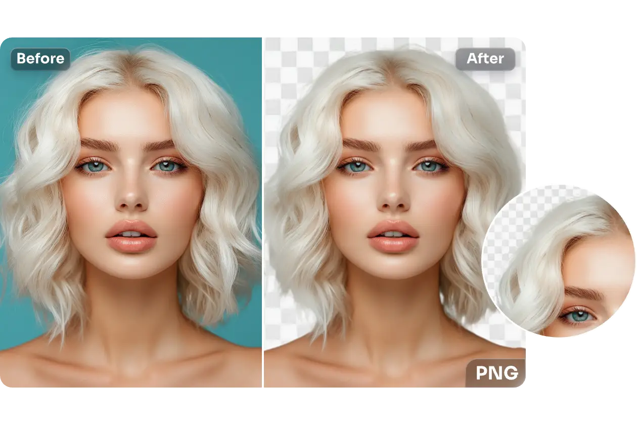 remove background from female image precisely with AI Ease's AI background remover