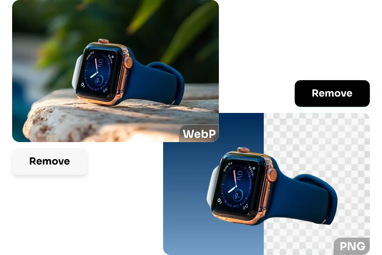 remove background from webp watch image and save as transparent png in AI Ease