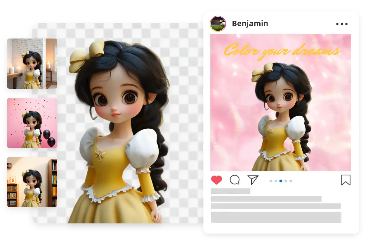 adicionar fundo e texto para criar um cartaz de banda desenhada das princesas da Disney