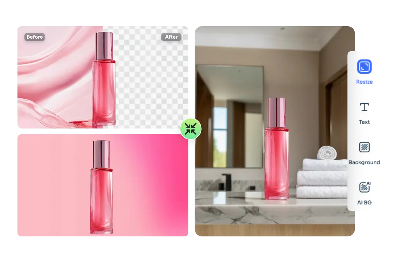 alterar o fundo e redimensionar uma fotografia de produto com a facilidade das ferramentas de edição de fotografias incorporadas