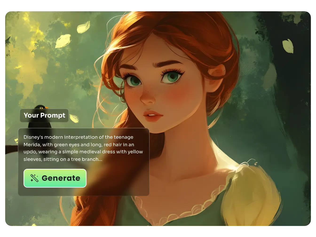 generate a disney style princess by entering prompts with ai ease free disney pixar ai generator